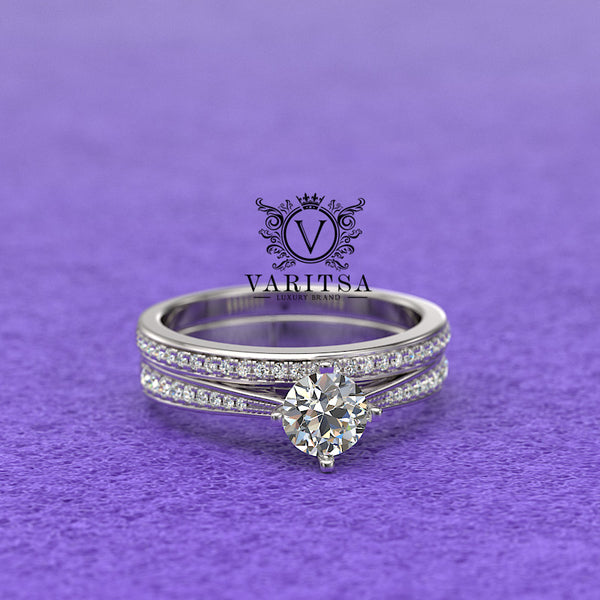0.8ct Round Diamond Gold Bridal Set - 01US60A